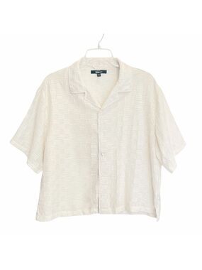 Nova Men White Textured Short Sleeve Button Up Shirt Size XL Relaxed Fit Resort